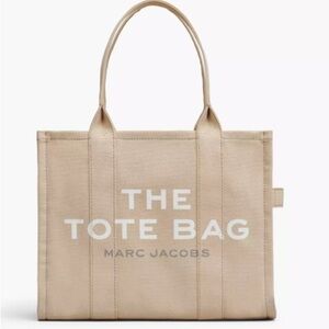 Marc Jacobs The Large Tote Bag Cream Logo Unlined Sturdy Canvas